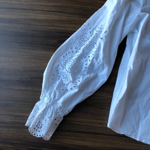 Joie Kalyssa Eyelet-sleeve Pleated Top Porcelain - Picture 6 of 8